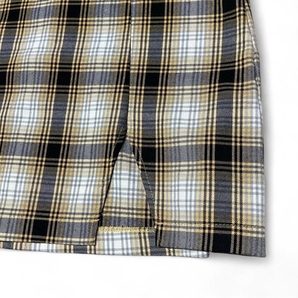 URBAN OUTFITTERS Women's Yellow/Black Plaid Back-Zip Mini Skirt Size Large - Picture 2 of 10